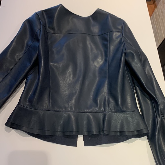 Zara blue/grey peplum faux leather jacket - Picture 5 of 5